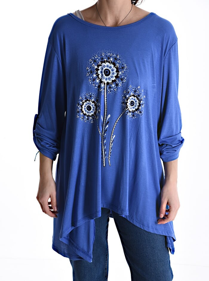 

Блузка с рисунком со стразами, рукав 3/4, цвет Electric blue
