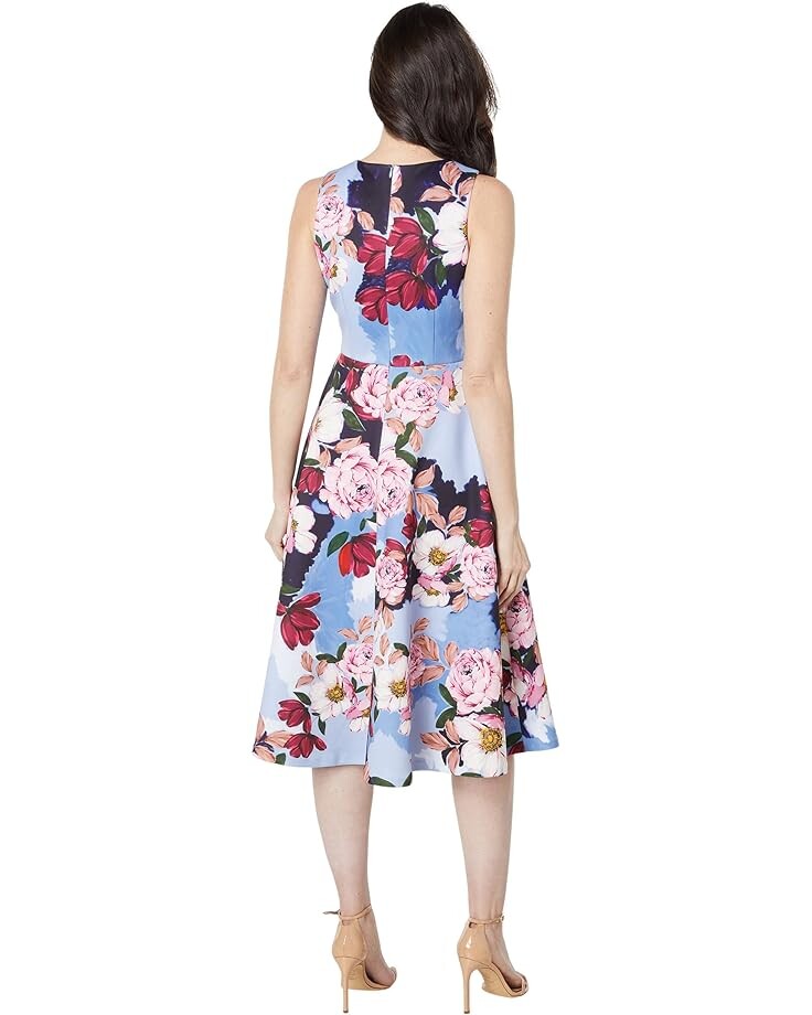 

Платье Vince Camuto Floral Print Scuba Midi A-Line Dress, синий