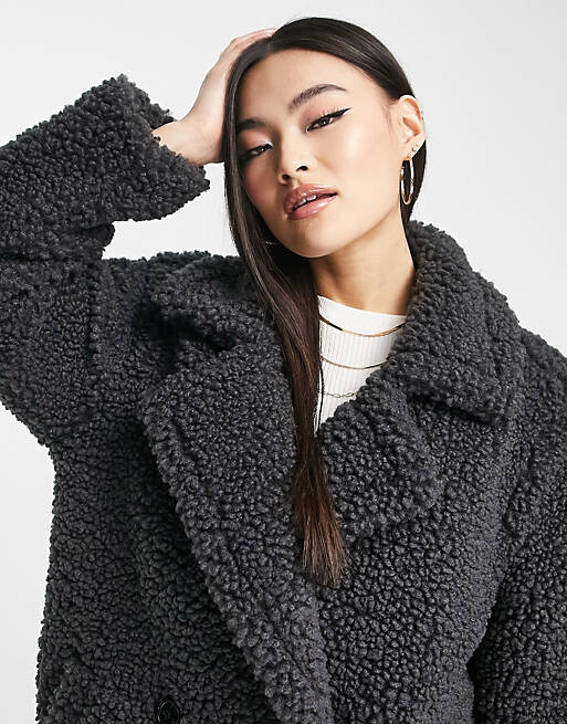 

Черное длинное плюшевое пальто UGG Gertrume, Черный