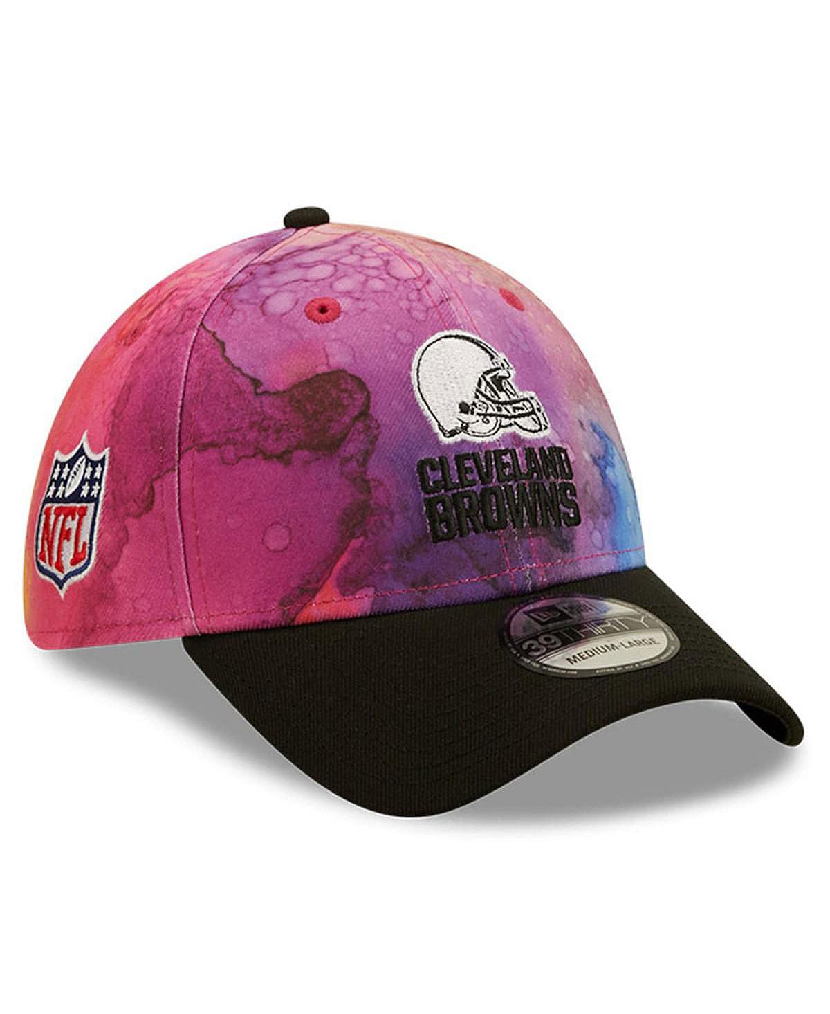 Мужская розовая и черная гибкая кепка Cleveland Browns 2022 NFL Crucial Catch 39THIRTY New Era