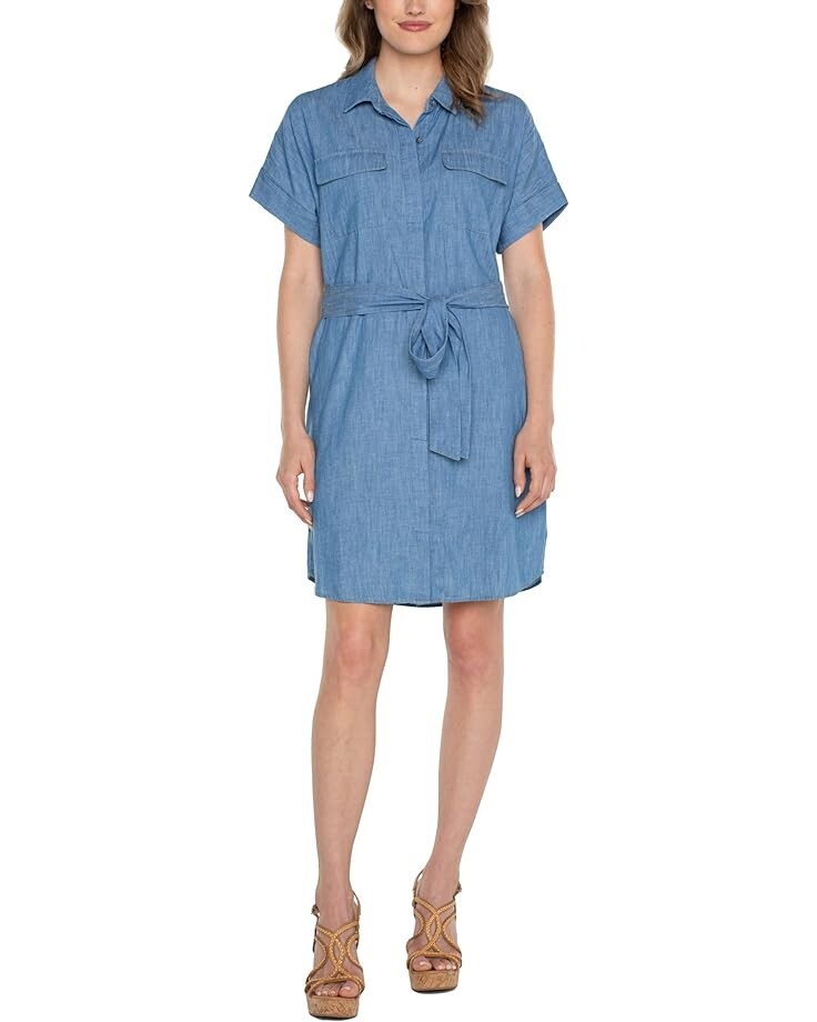 

Платье Liverpool Los Angeles Chambray Belted Shirt, цвет Chambray