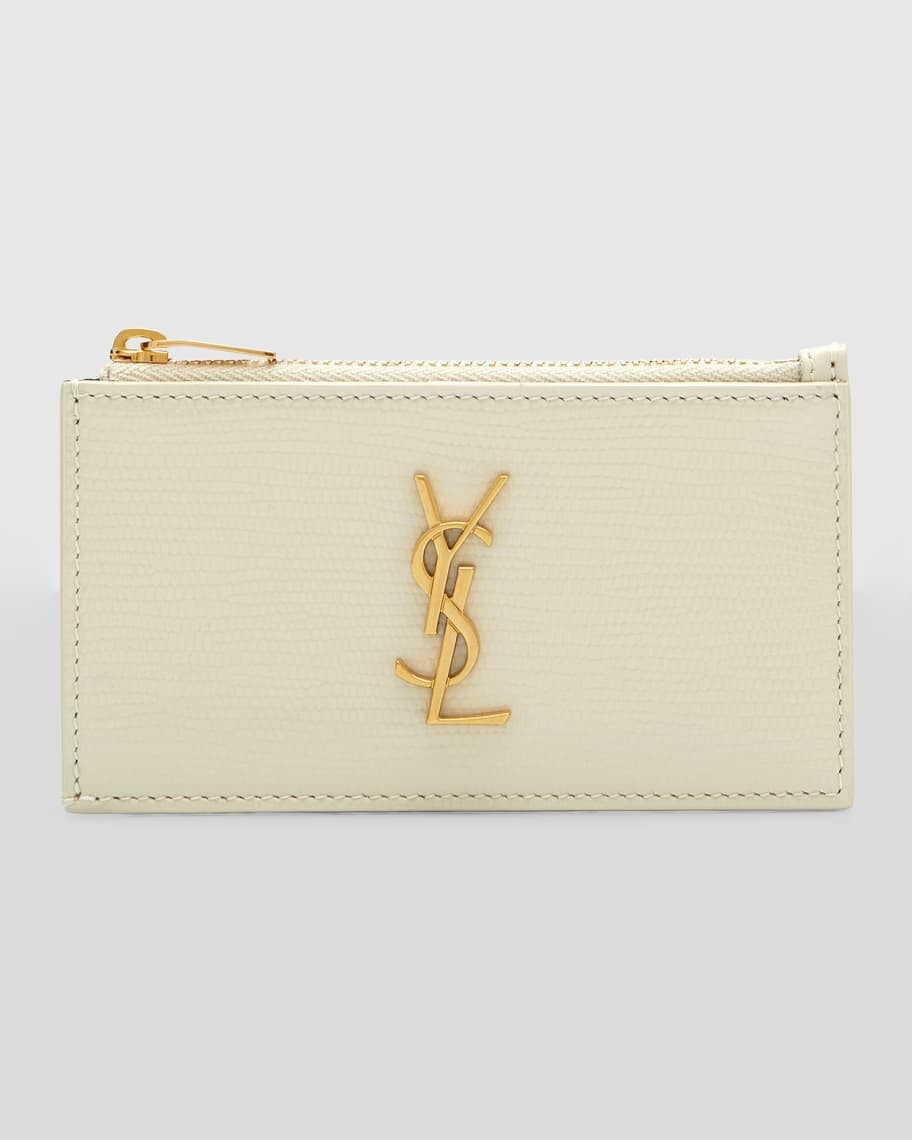 

Футляр для карт на молнии Cassandre Fragments из кожи с тиснением под ящерицу Saint Laurent