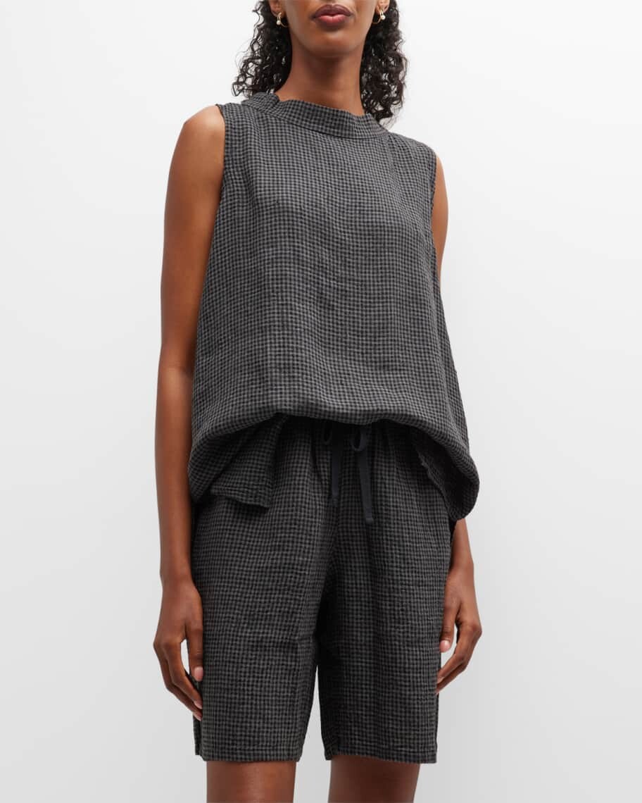 

Миниатюрная клетчатая туника без рукавов со складками Eileen Fisher
