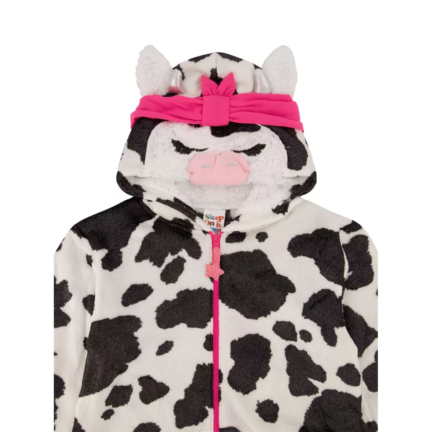 Пижама Sleep On It для девочек, милая пижама с капюшоном на молнии с леопардовым принтом и встроенным капюшоном с 3D-персонажем Sleep on it