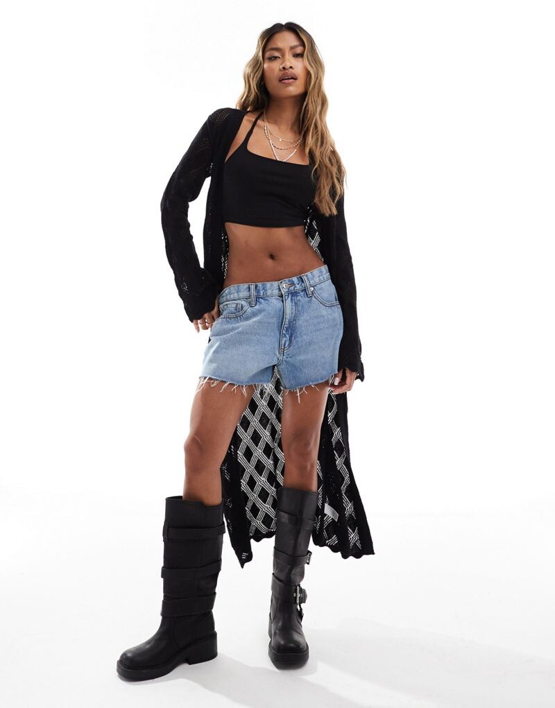 

Черный кардиган макси крючком River Island