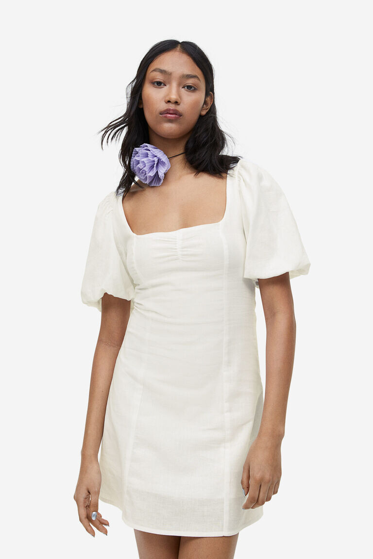 

Платье с объемными рукавами H&M, белый