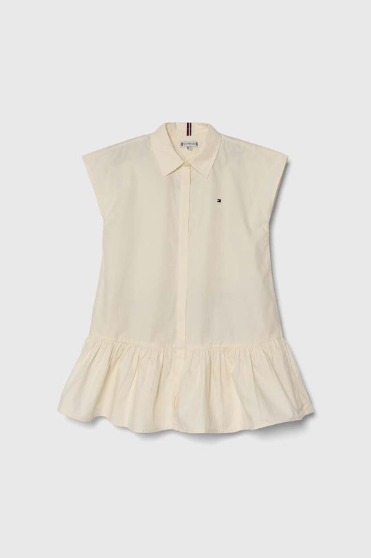 Платье из хлопка для маленькой девочки Tommy Hilfiger, бежевый платье из хлопка для маленькой девочки tommy hilfiger бежевый