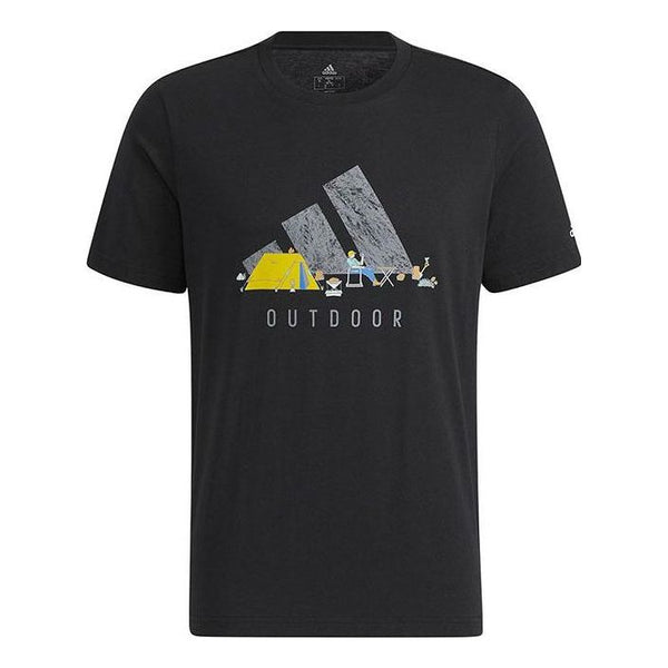 Футболка Men's adidas Printing Logo Solid Color Round Neck Short Sleeve Black T-Shirt, мультиколор
