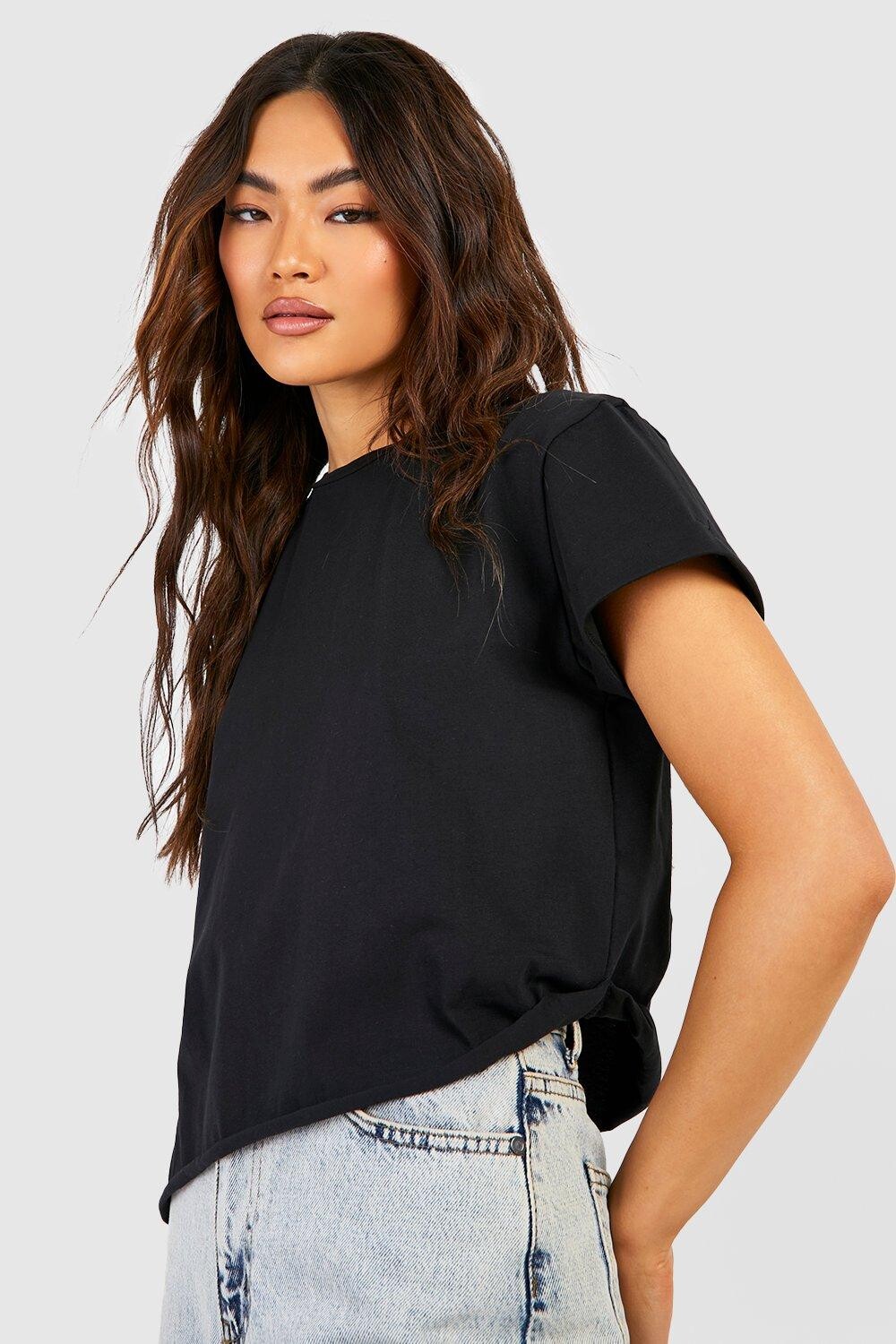 

Футболка оверсайз с асимметричным номом Boohoo, черный