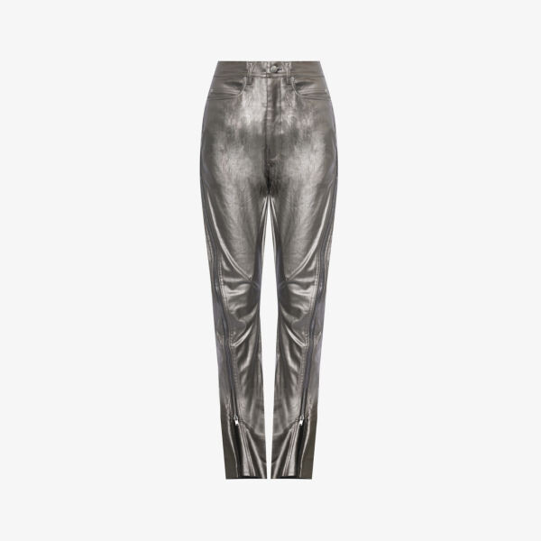 

Джинсы из эластичного денима с покрытием и молниями Rick Owens, цвет gun metal