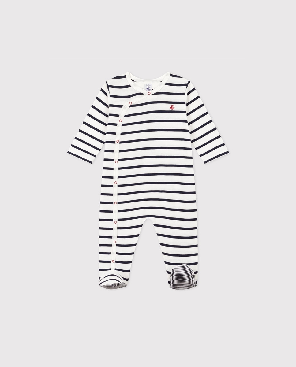 

Детская полосатая вязаная пижама Petit Bateau, белый