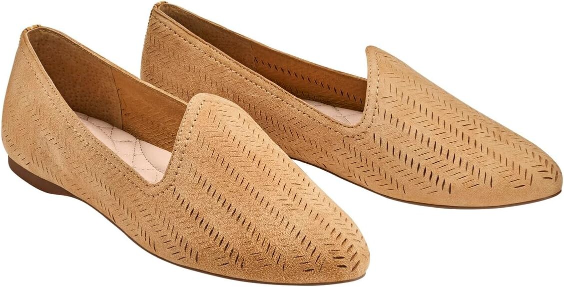 

Балетки Heron Suede Laser Cut Flat Birdies, цвет Wheat