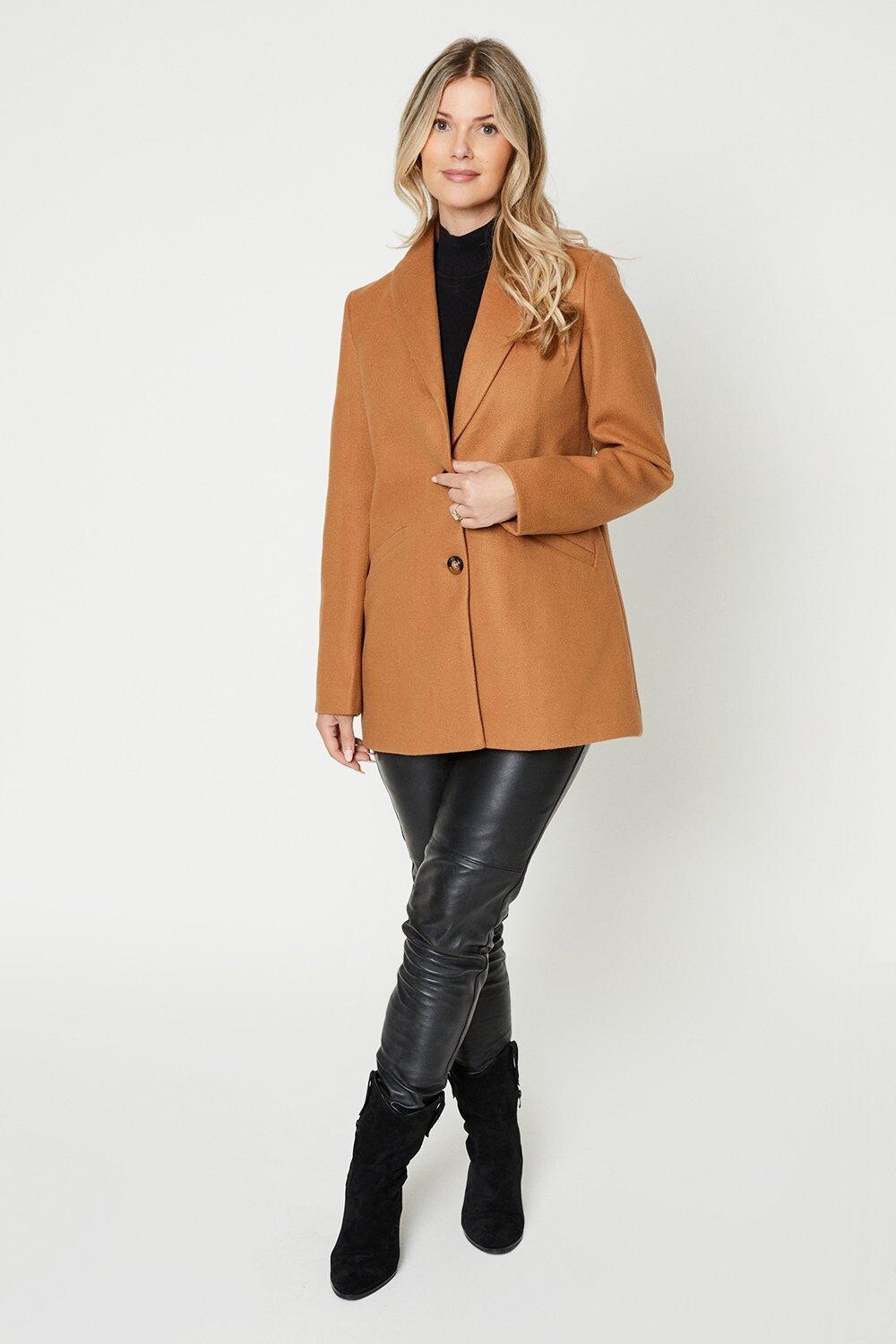 

Однобортное пальто Dorothy Perkins, бежевый