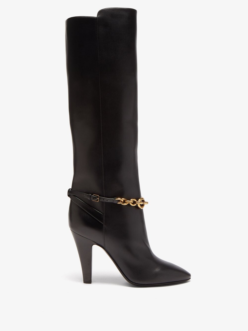 

Кожаные ботинки le maillon с ремешком-цепочкой Saint Laurent, черный