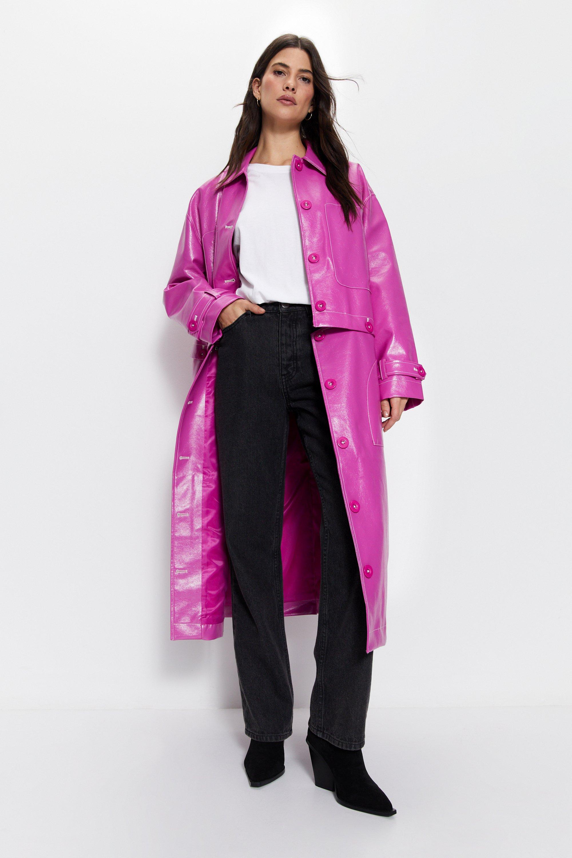 цена Виниловое пальто премиум-класса на пуговицах Warehouse, розовый