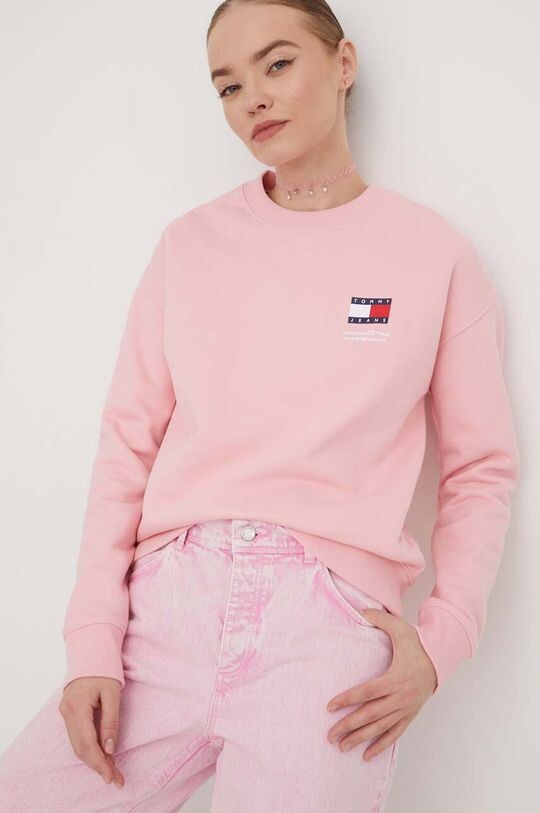 

Хлопковая толстовка Tommy Jeans, розовый