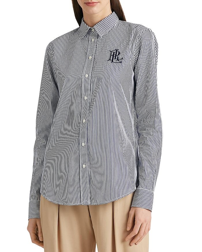 

Хлопковая рубашка с длинным рукавом и вышитым логотипом Ralph Lauren