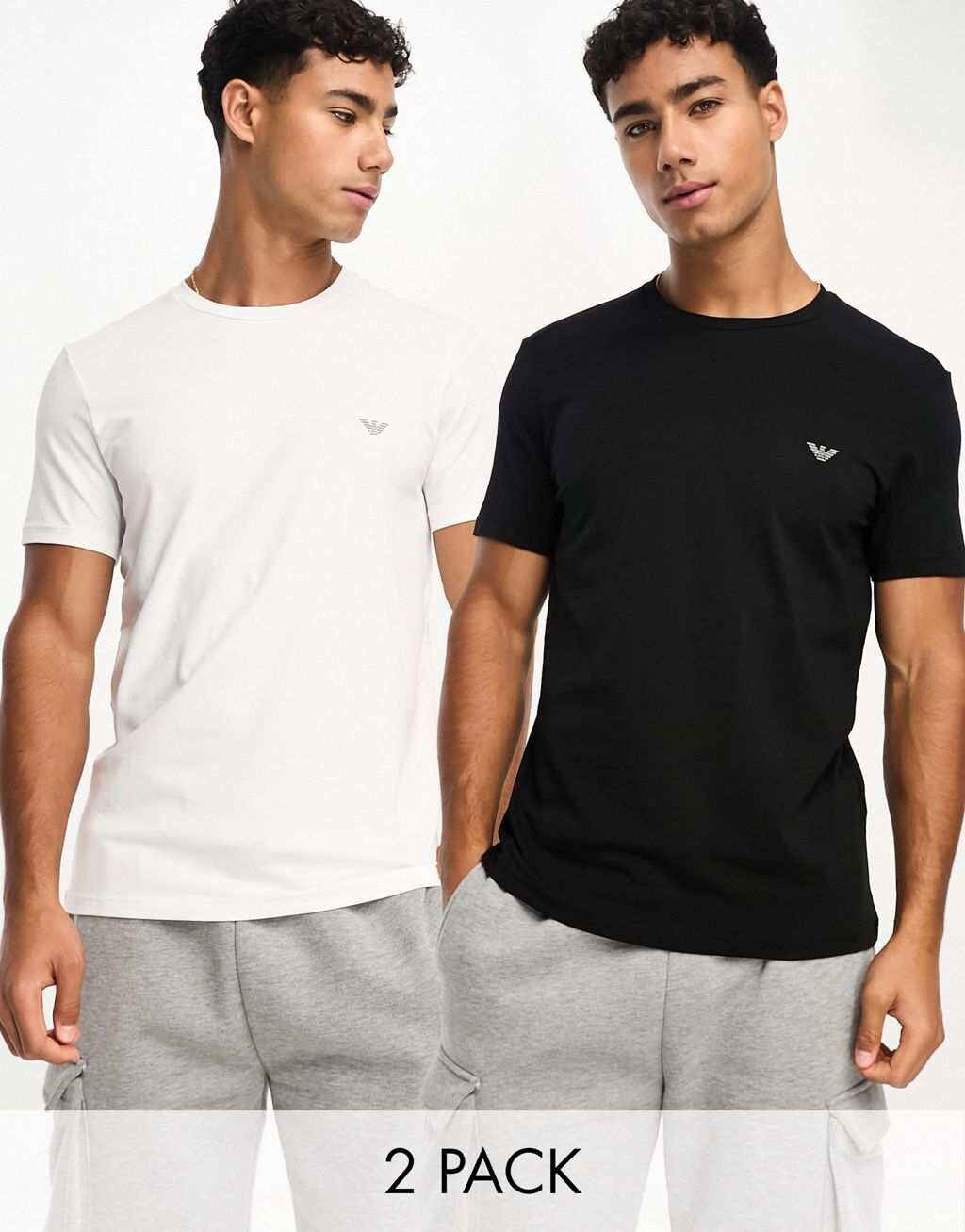 

Набор из двух черно-белых футболок Emporio Armani Bodywear, Черный