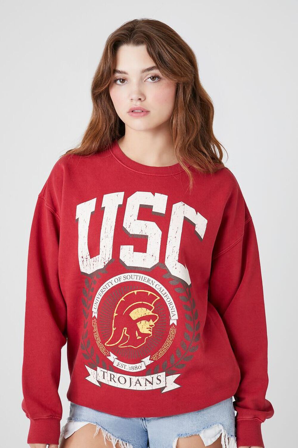 

Пуловер с графическим рисунком USC Trojans Forever 21, красный
