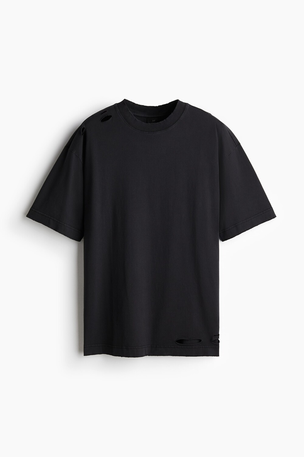 

Футболка оверсайз в поношенном виде H&M, черный