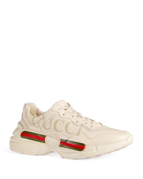 

Мужские низкие кеды Rhyton Vintage Stripe Gucci, цвет Ivory/Cream