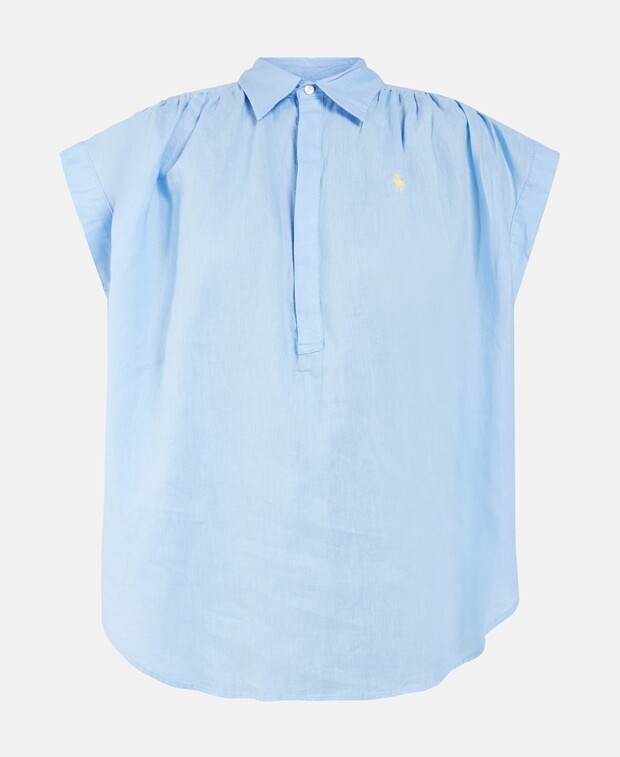 

Льняная блузка-рубашка Polo Ralph Lauren, светло-синий