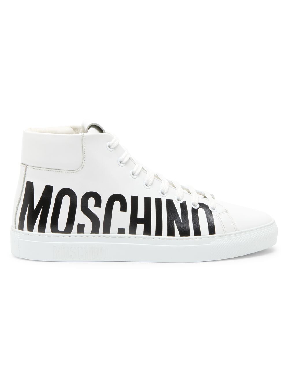 

Кожаные высокие кеды с логотипом Moschino