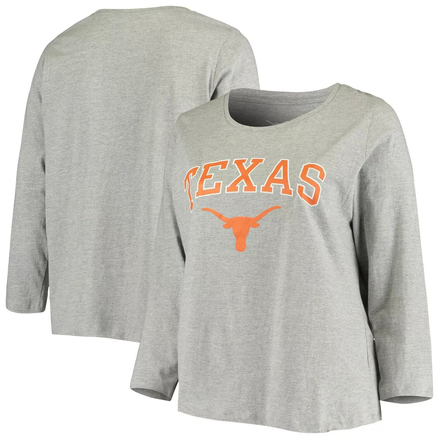 

Женская серая футболка Texas Longhorns с логотипом больших размеров и длинными рукавами, Серый
