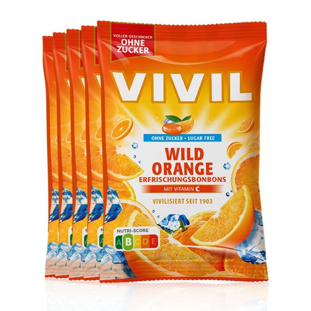 

Vivil Освежающие конфеты Wild Orange без сахара | 5 пакетиков по 120 г.