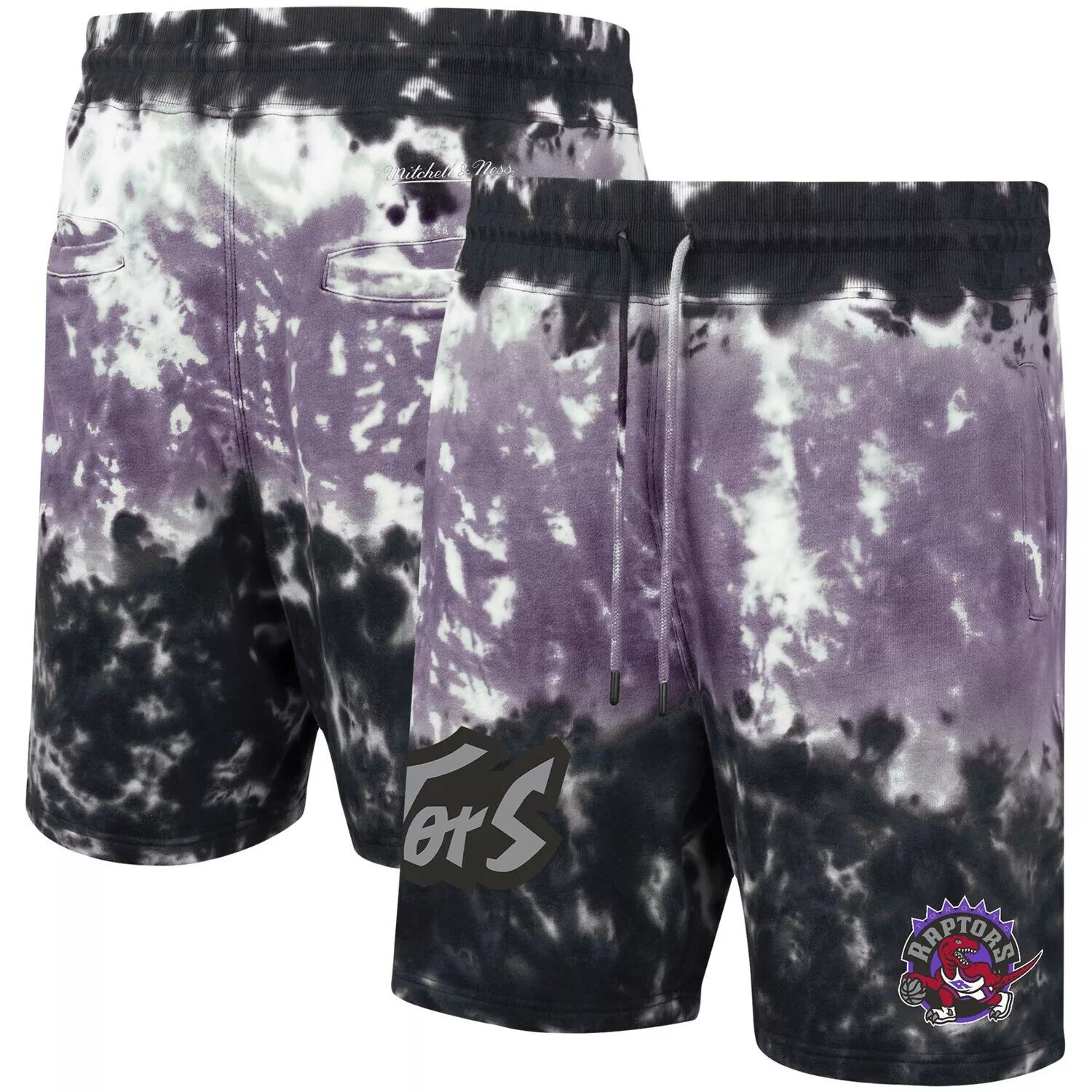 

Мужские шорты Mitchell & Ness черного/фиолетового цвета Toronto Raptors Hardwood Classics Terry Tie-Dye