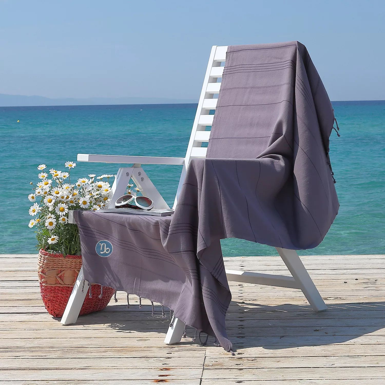 цена Linum домашний текстиль, турецкое хлопковое летнее веселое пляжное полотенце с гороскопом Козерога и пестемалом