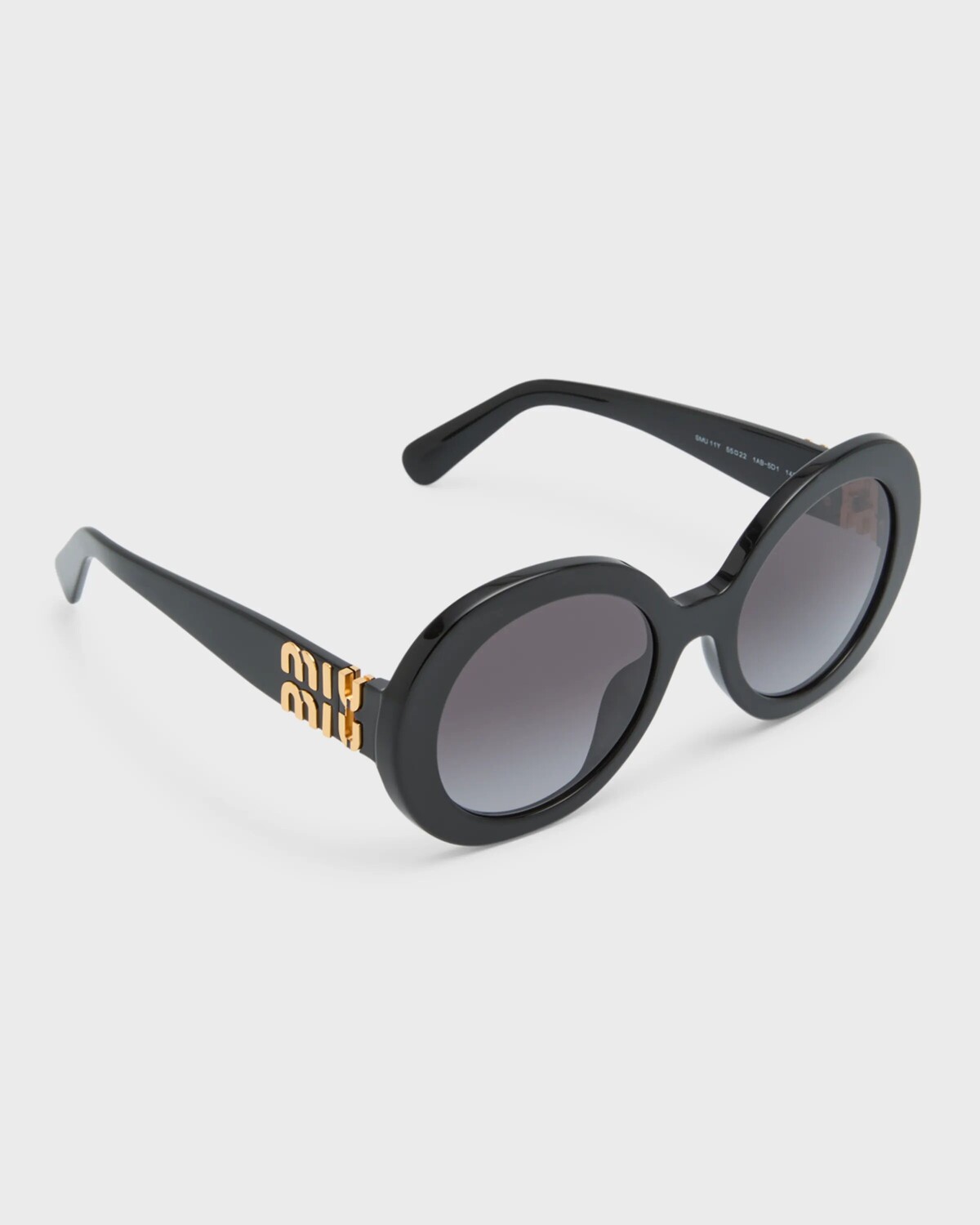 

Круглые солнцезащитные очки из ацетата с логотипом MU 11YS Miu Miu, цвет Black