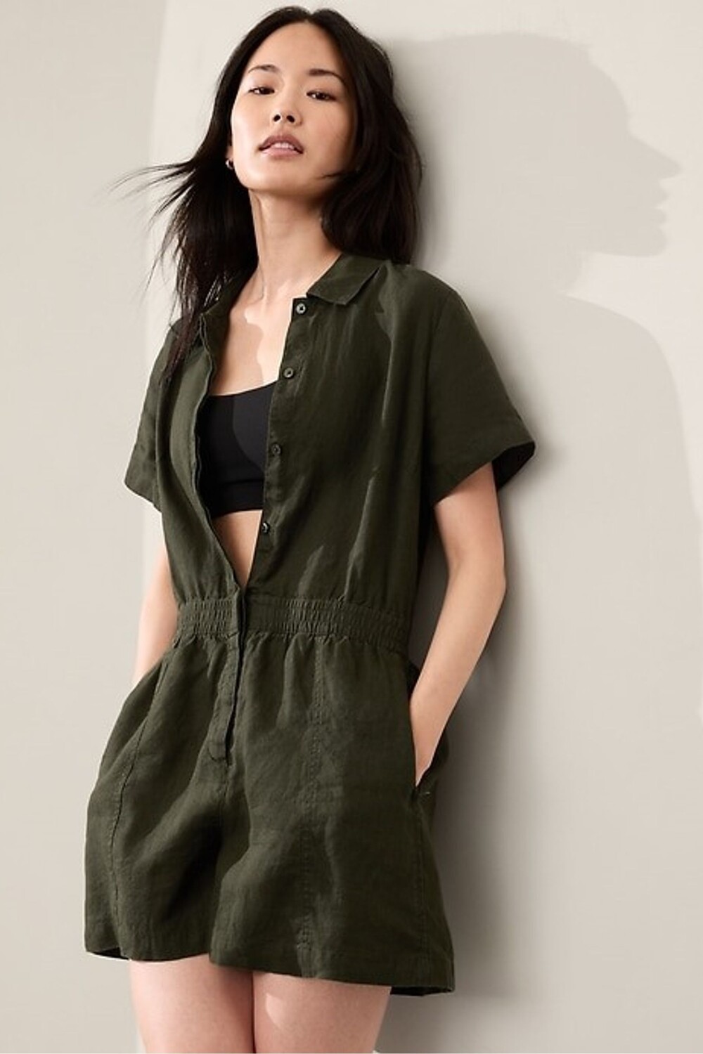 

Льняной комбинезон Athleta, зеленый