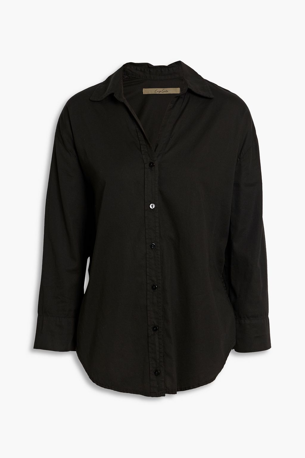 Рубашка из хлопка и поплина ENZA COSTA, черный цена и фото