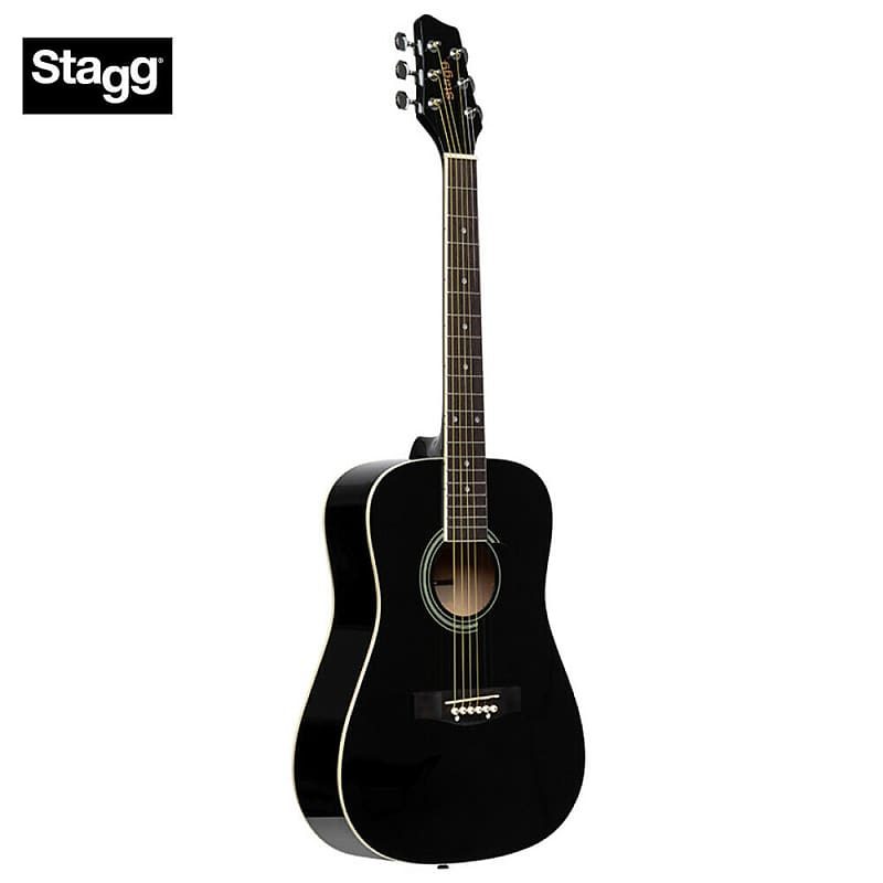 цена Акустическая гитара Stagg SA20D 3/4 BK Dreadnought Basswood Top 3/4 Size Nato Neck 6-String Acoustic Guitar