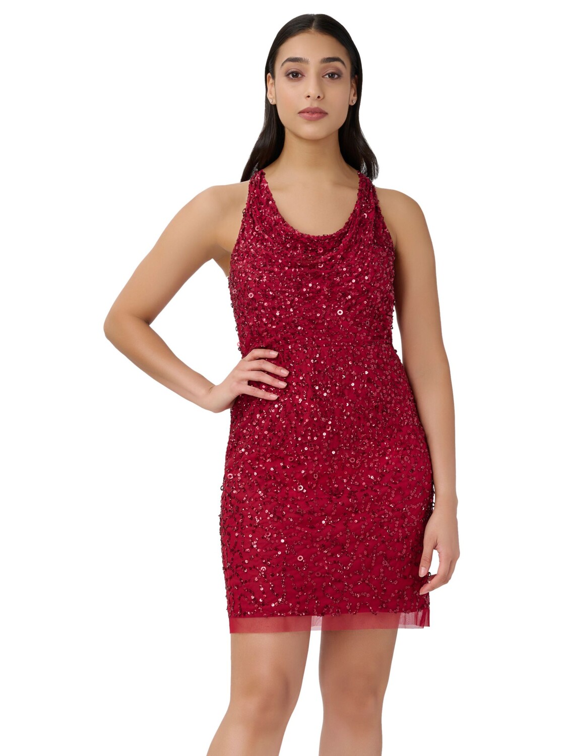 

Мини-платье Adrianna Papell с воротником из бисера, Cranberry