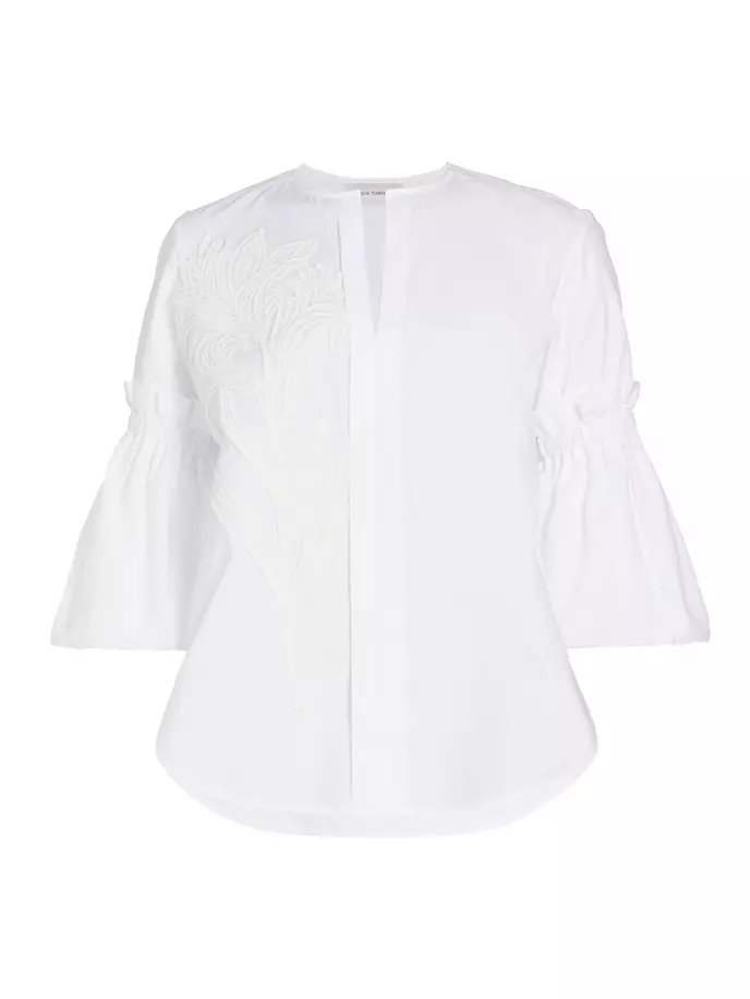 Хлопковая блузка Wenda с цветочной вышивкой Silvia Tcherassi, белый