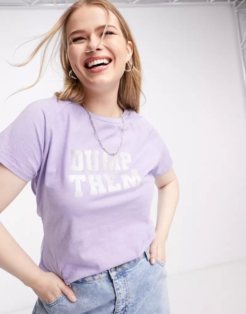 Детская футболка реглан Tammy Girl Plus с блестящим изображением dump them