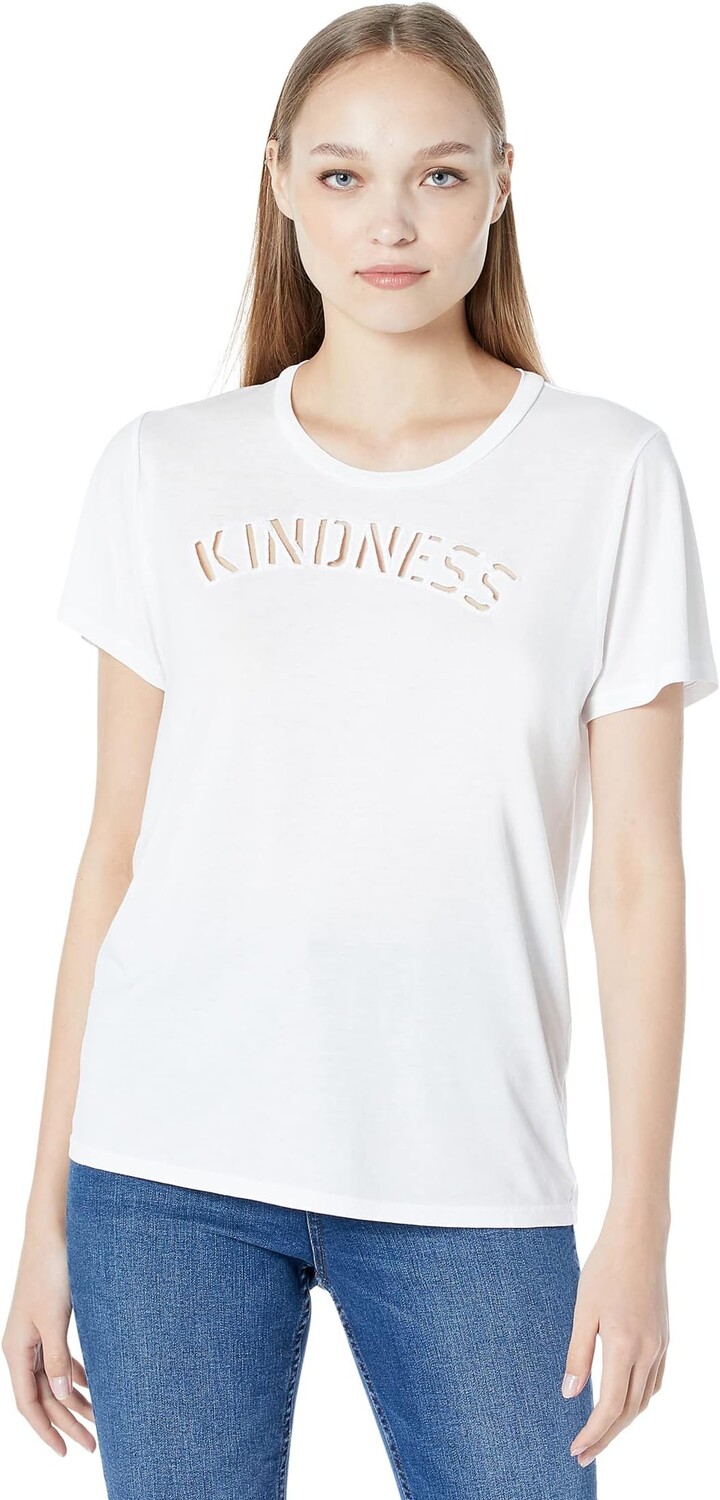 

Футболка Michael Lauren Roman Boyfriend Tee w/ Kindness Cutout Embroidery, белый