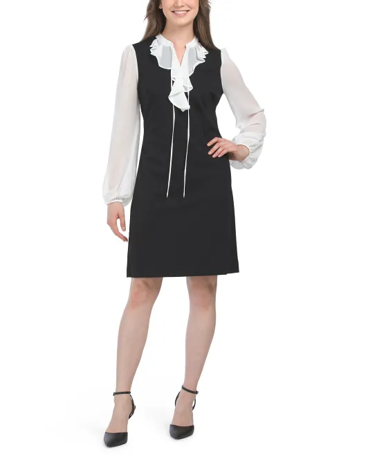 

Мини-платье-рубашка с рюшами Twofer Tommy Hilfiger, черный