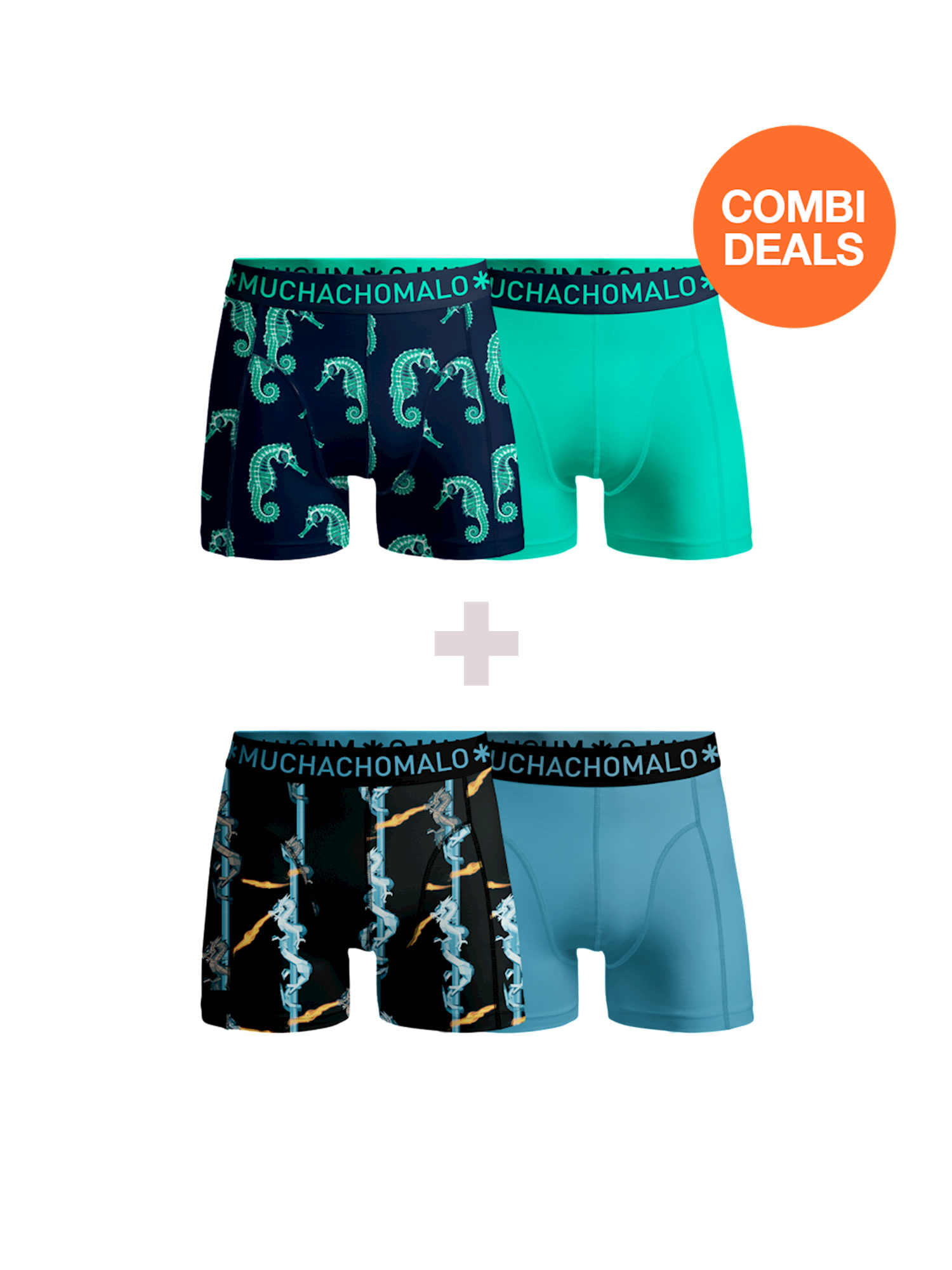 цена Боксеры Muchachomalo 2er-Set: Boxershorts, цвет Multicolor/Green/Multicolor/Blue