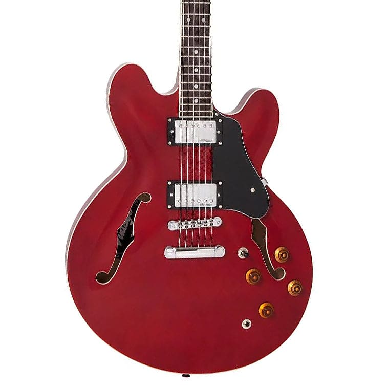 Электрогитара Vintage Guitars VSA500 ReIssued Semi-Hollow Electric Guitar - Cherry Red