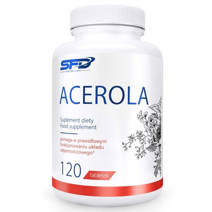 SFD Acerolaпрепарат, укрепляющий иммунитет и снижающий чувство усталости, 120 шт. бад для красоты кожи nfo спирулина 250 мг хлорелла 250 мг в таблетках 260 шт