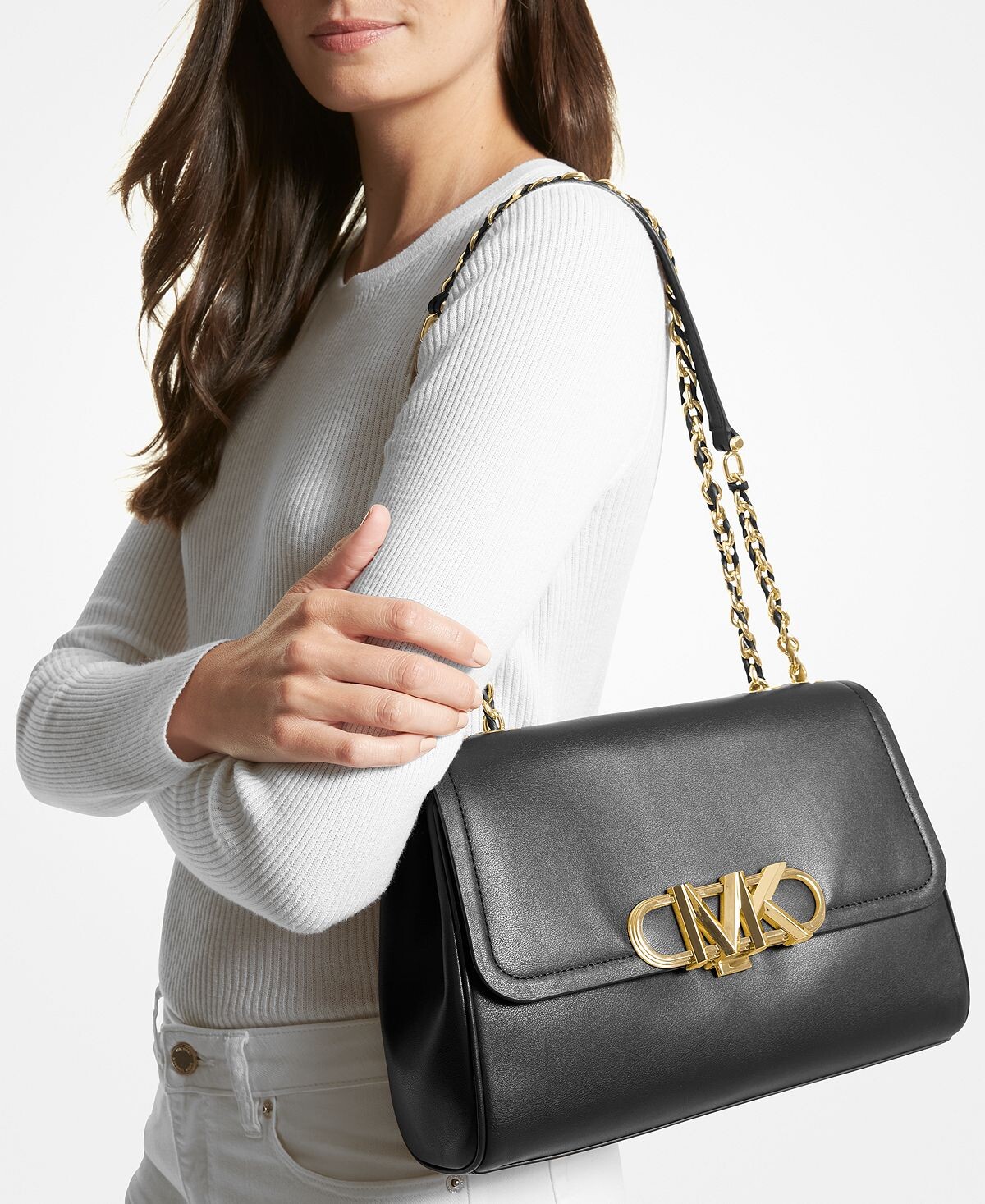 

Кожаная сумка через плечо Parker с цепочкой-трансформером Michael Kors, черный