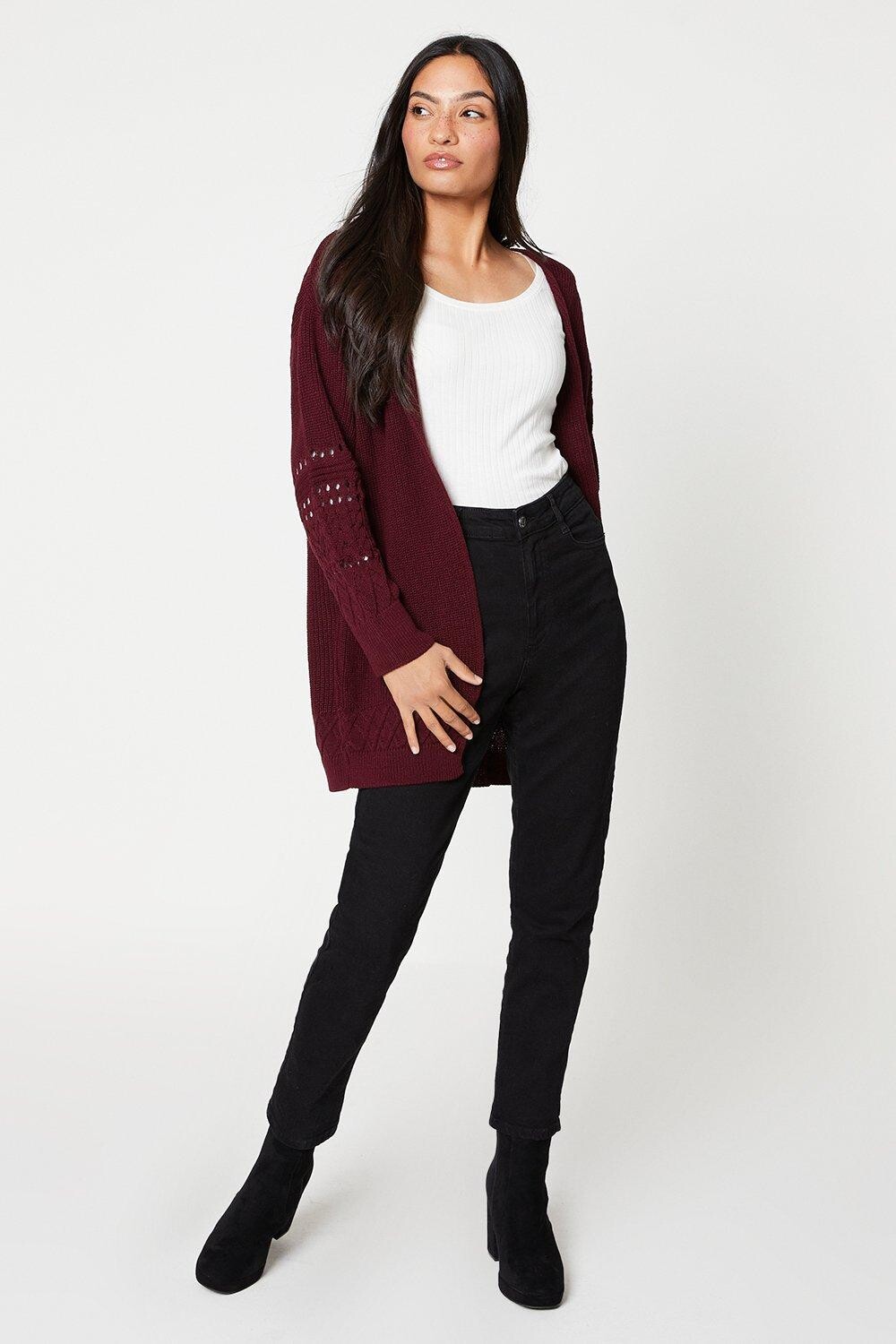 

Длинный кардиган с вышивкой на рукавах Dorothy Perkins, красный