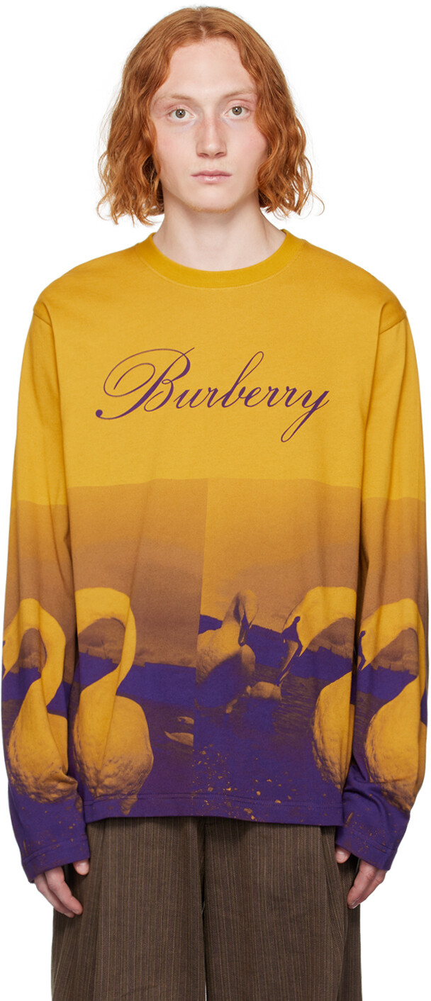 

Burberry Желто-фиолетовый свитшот с лебедем