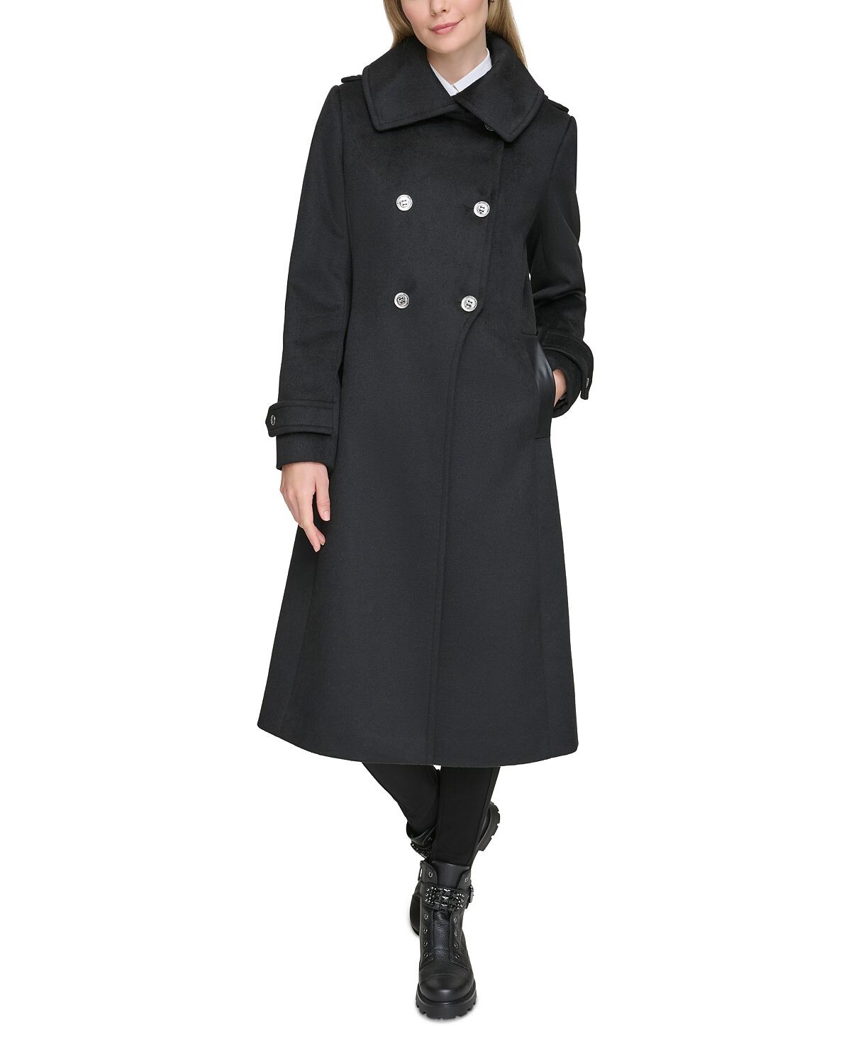 

Женское пальто с отделкой из искусственной кожи KARL LAGERFELD PARIS, черный