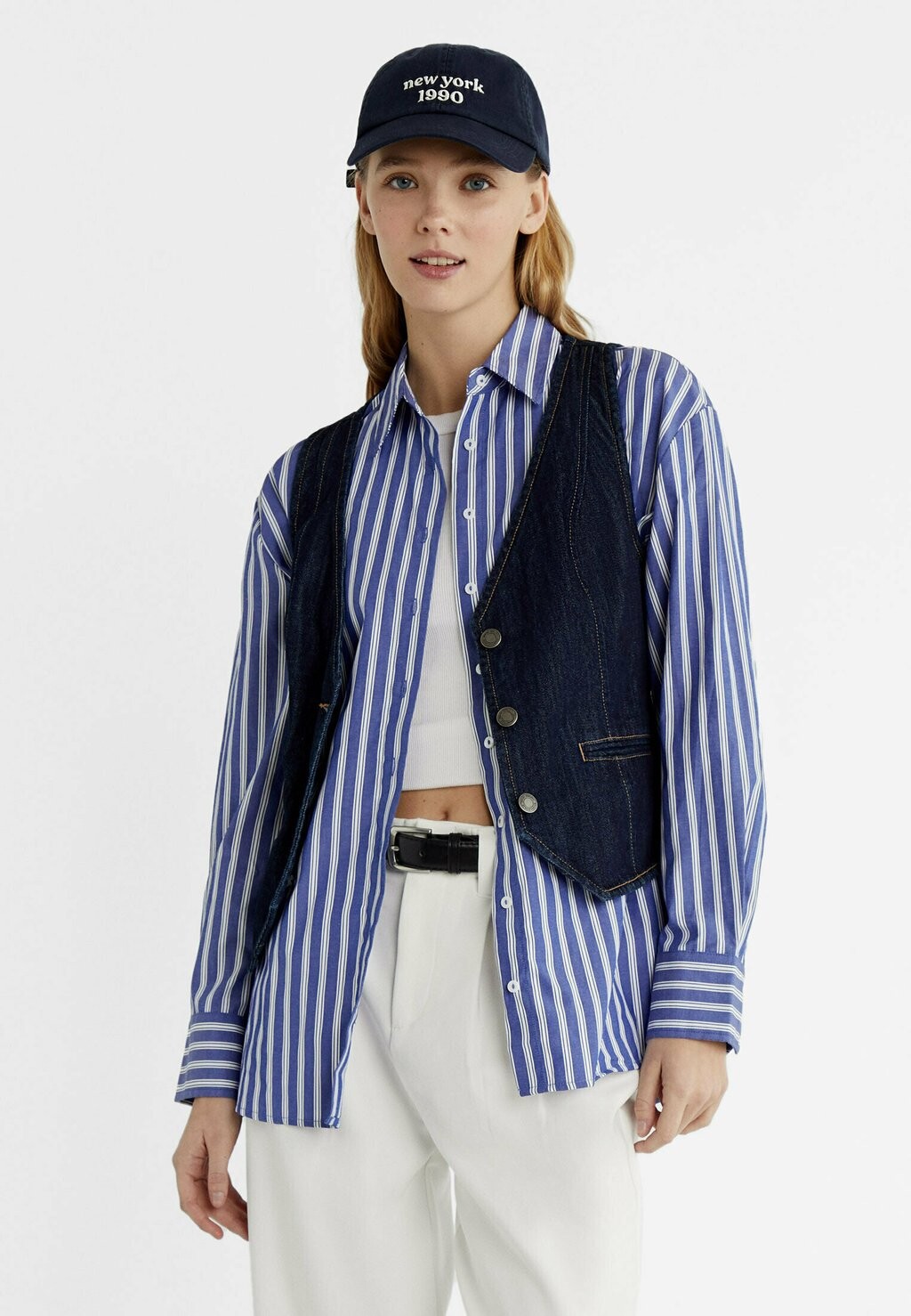 

Жилет Stradivarius, цвет blue black denim