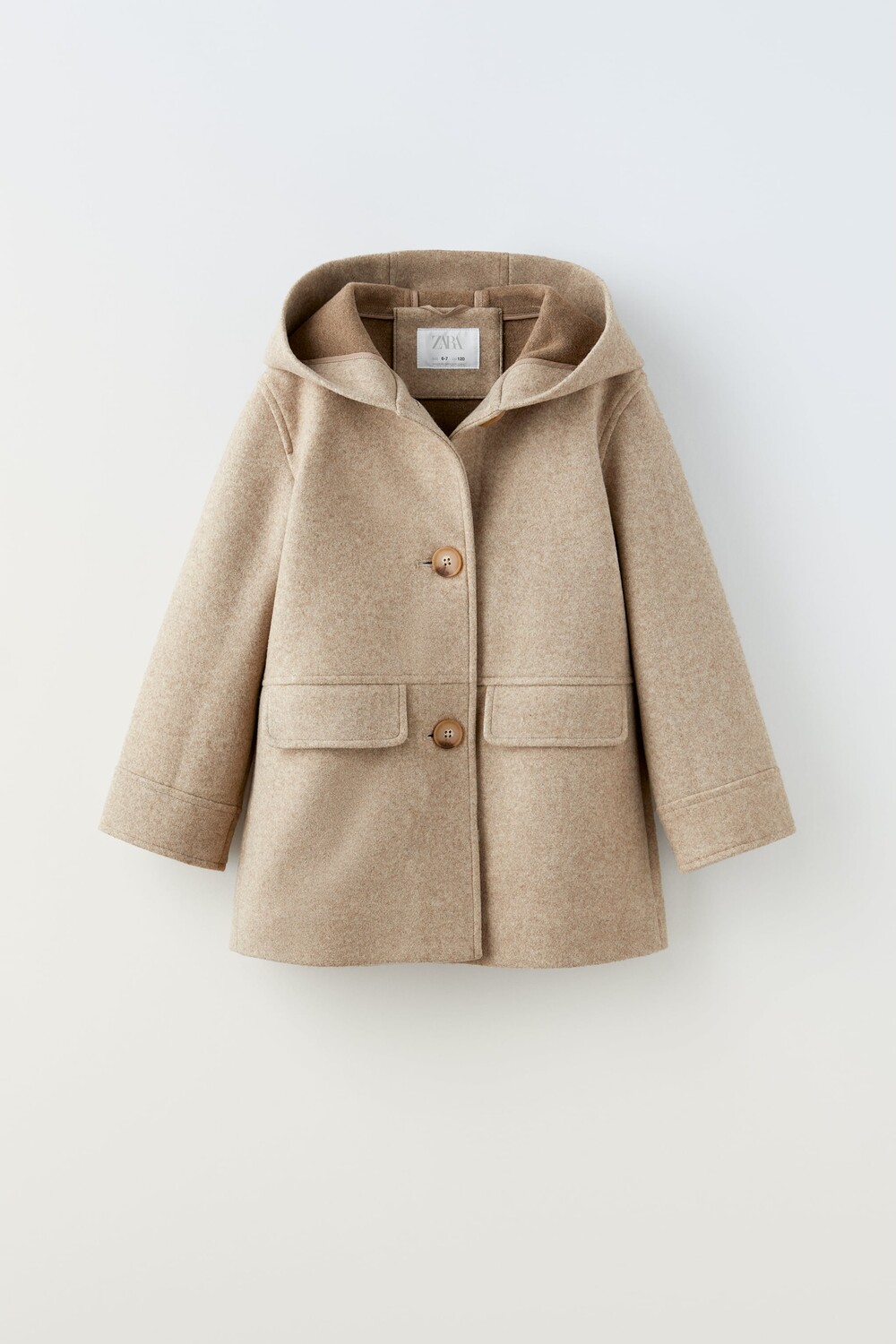 

Пальто felt texture длиной 3/4 с ламанами Zara, светло-бежевый