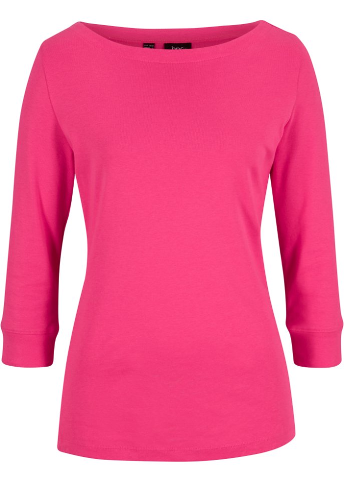 Рубашка-стрейч с вырезом-лодочкой Bpc Bonprix Collection, розовый цена и фото